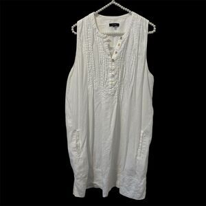 Quince White Sleeveless Pintuck Mini Dress